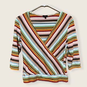Vintage Shameless Retro Stripe Faux Wrap Top !